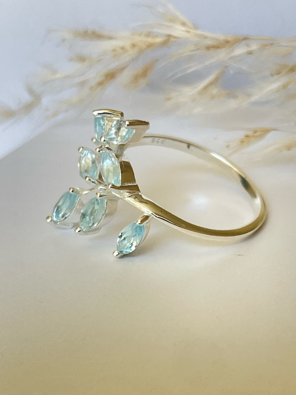 Natural Blue Topaz “The branch” ring in 825 Sterling silver! US: 8 - Picture 8 of 11